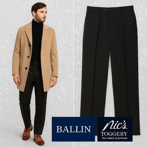 Ballin Classic Super 120’s Wool Dress Pants Black Made in Canada Size 35x30